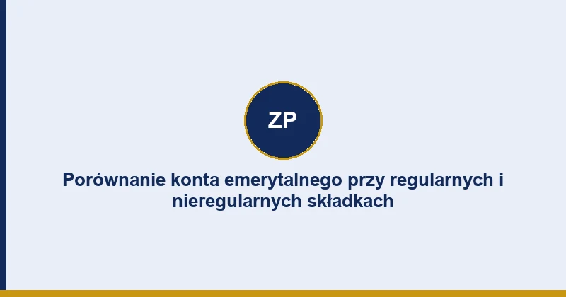 Wykres porównujący konto emerytalne z regularną i nieregularną wpłatą składek ZUS
